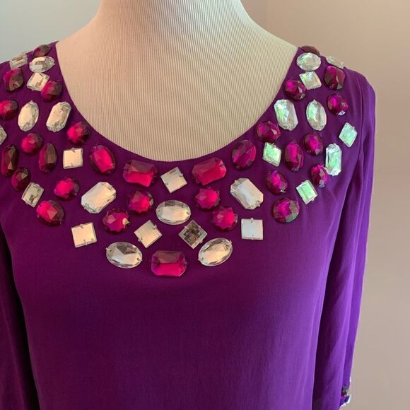 Roberta Freymann 100% Silk Purple Shift Dress Sz M - Picture 2 of 7